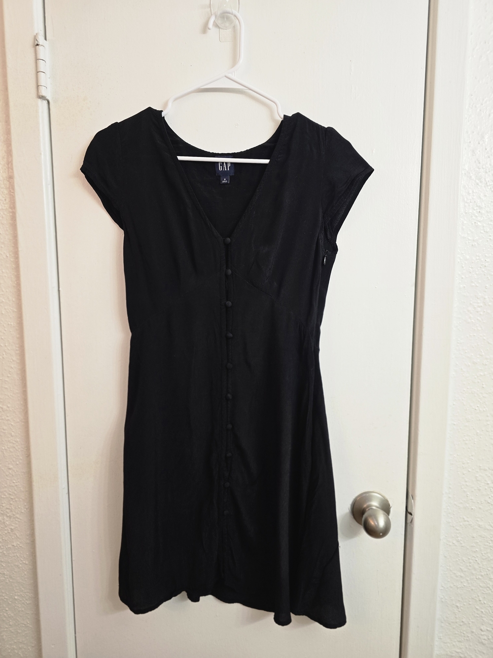 GAP Black Button-Front V-Neck Dress